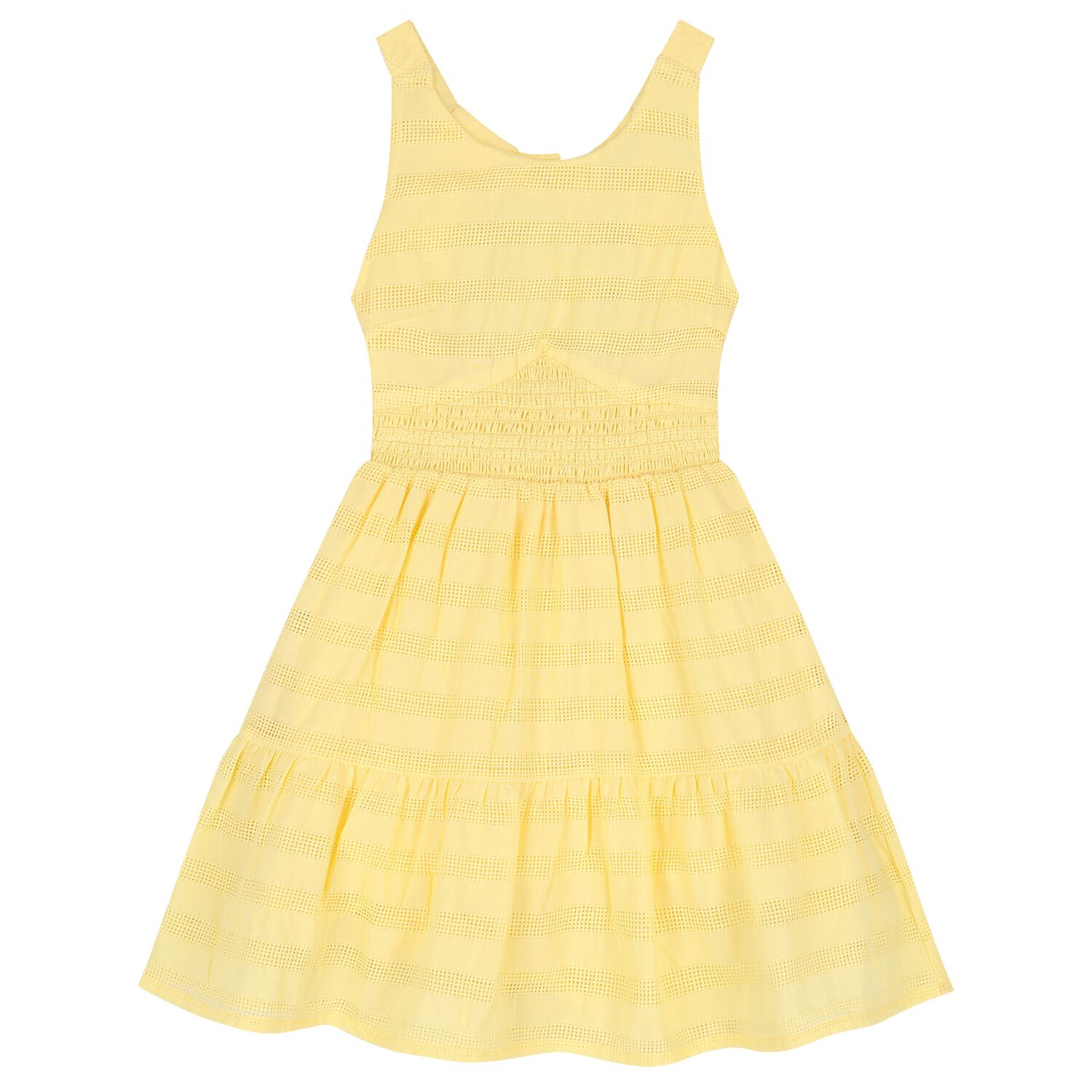 Girls Yellow Tiered Dress, 1, hi-res