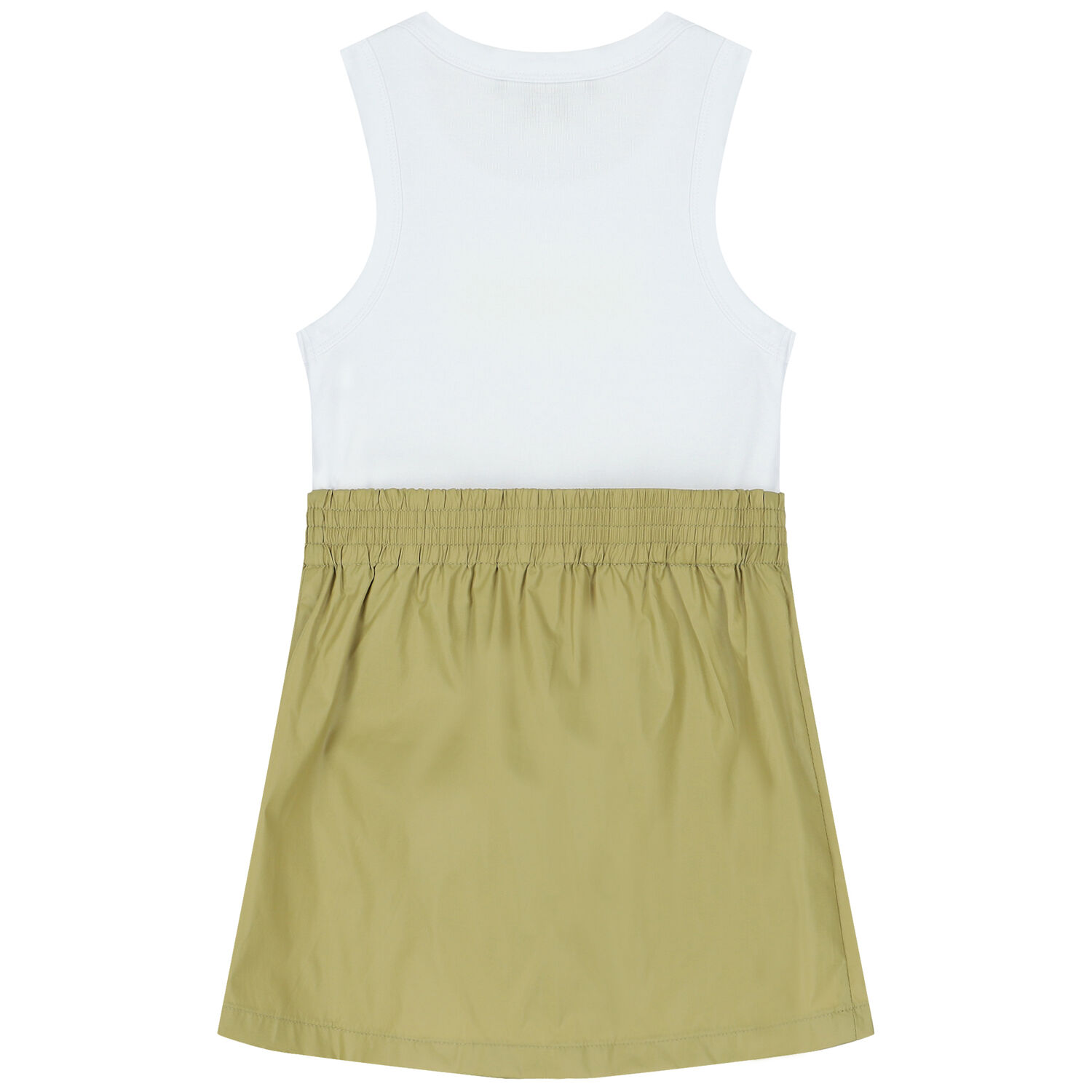 Girls White & Green Logo Dress, 1, hi-res