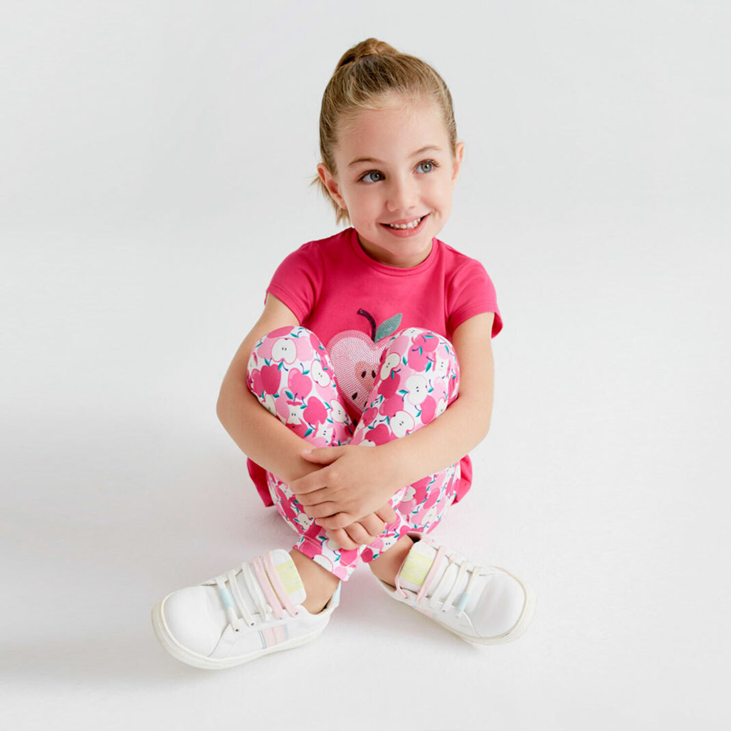 Girls Pink Apple Leggings Set, 1, hi-res