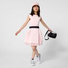Girls Pink Satin Logo Dress, 1, hi-res