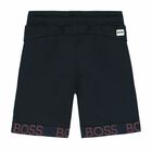 Boys Navy Blue Logo Shorts, 1, hi-res