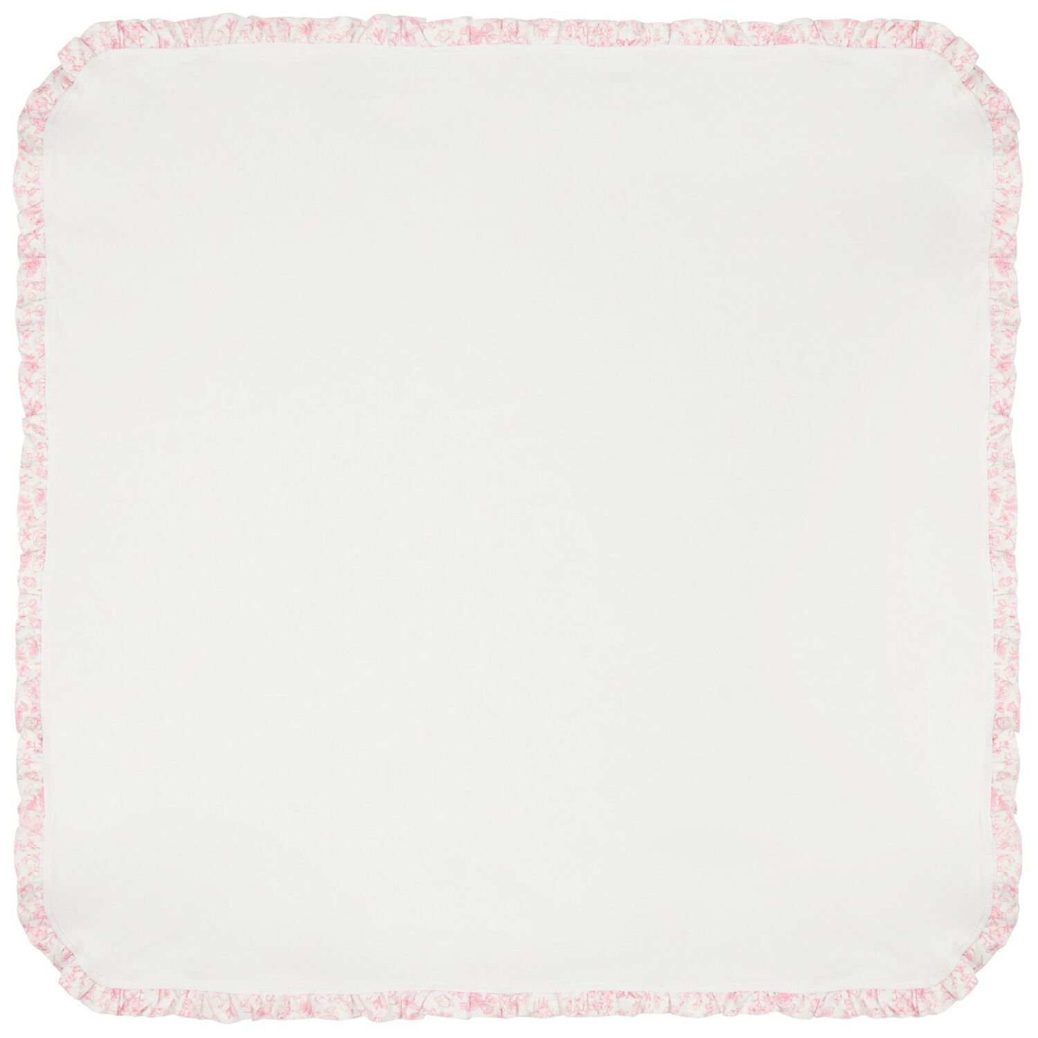 Baby Girls White & Pink Toile de Jouy Blanket, 1, hi-res image number null
