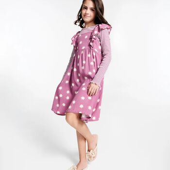 Girls Beige Logo Flower Flip Flops