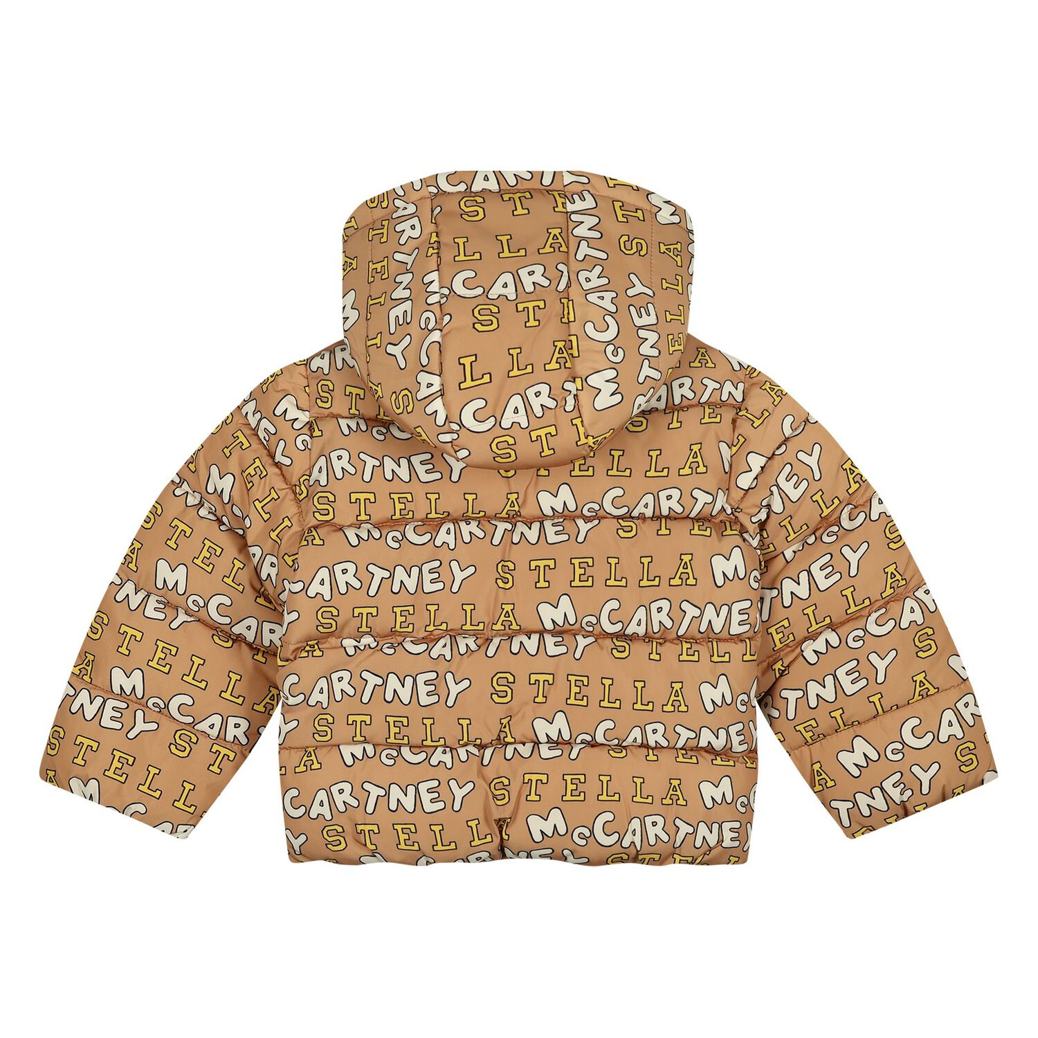 Younger Boys Beige Logo Padded Puffer Jacket, 1, hi-res