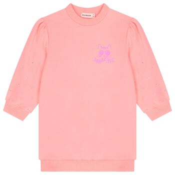 Girls Pink Cat Sweatshirt Dress