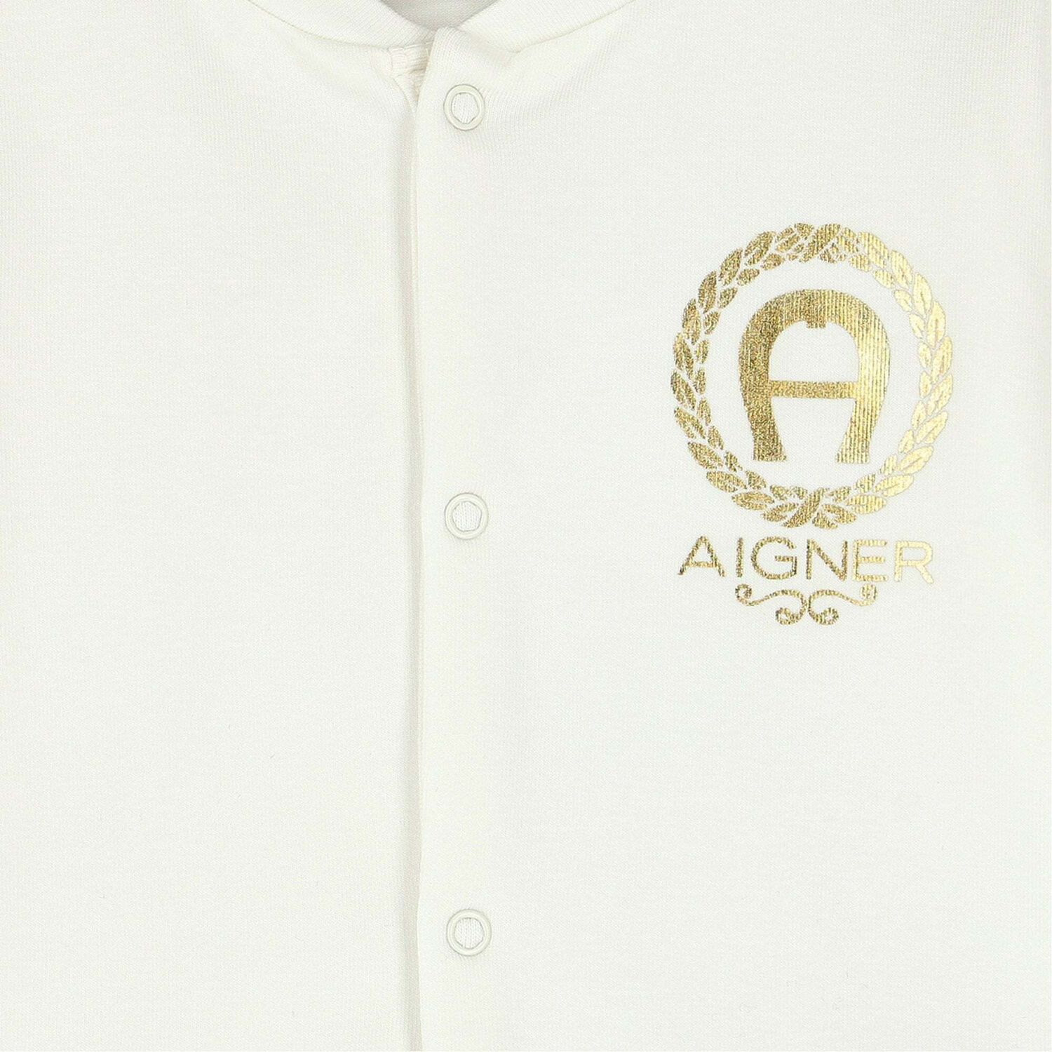 Ivory & Gold Logo Babygrow, 1, hi-res