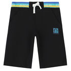 Boys Black Logo Shorts, 1, hi-res