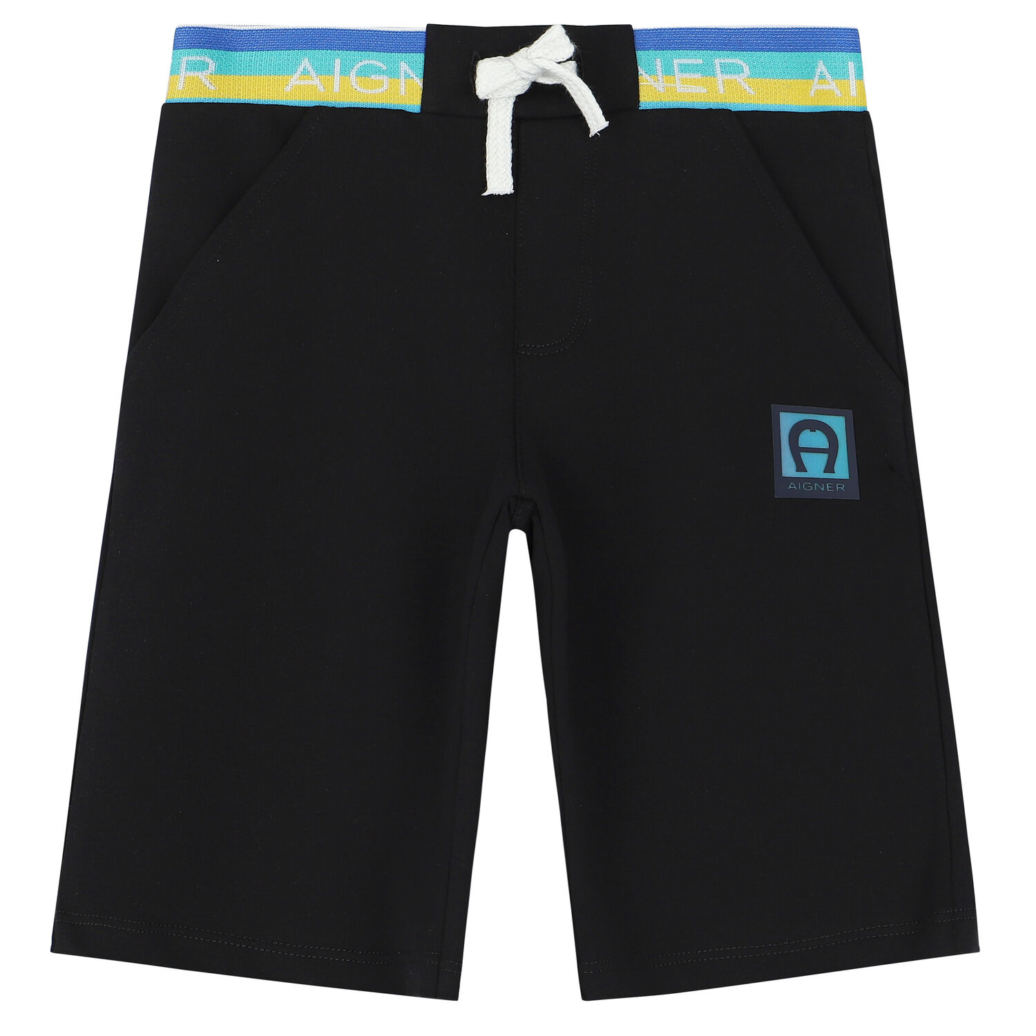 Boys Black Logo Shorts, 1, hi-res
