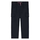 Younger Boys Navy Blue Logo Trousers, 1, hi-res