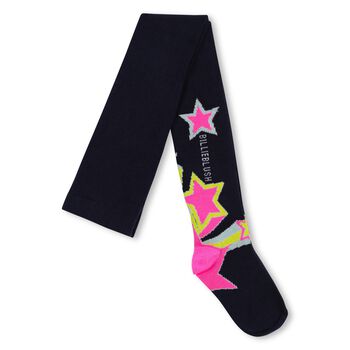 Girls Navy Blue Star Tights