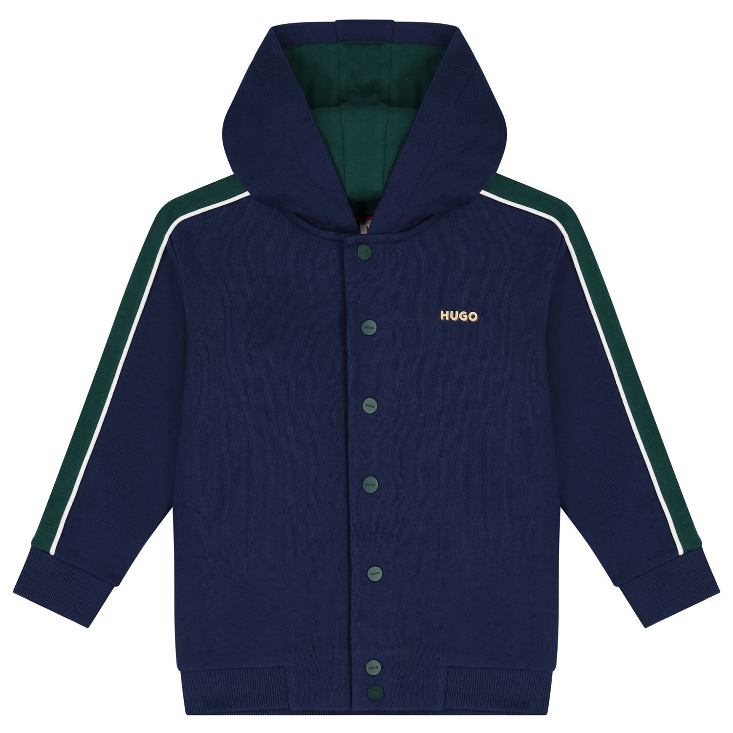 Boys Navy Blue Logo Hooded Top, 1, hi-res