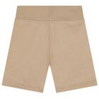 Beige Check Logo Shorts, 1, hi-res