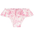 Girls White & Pink Palm Tree Bikini, 1, hi-res