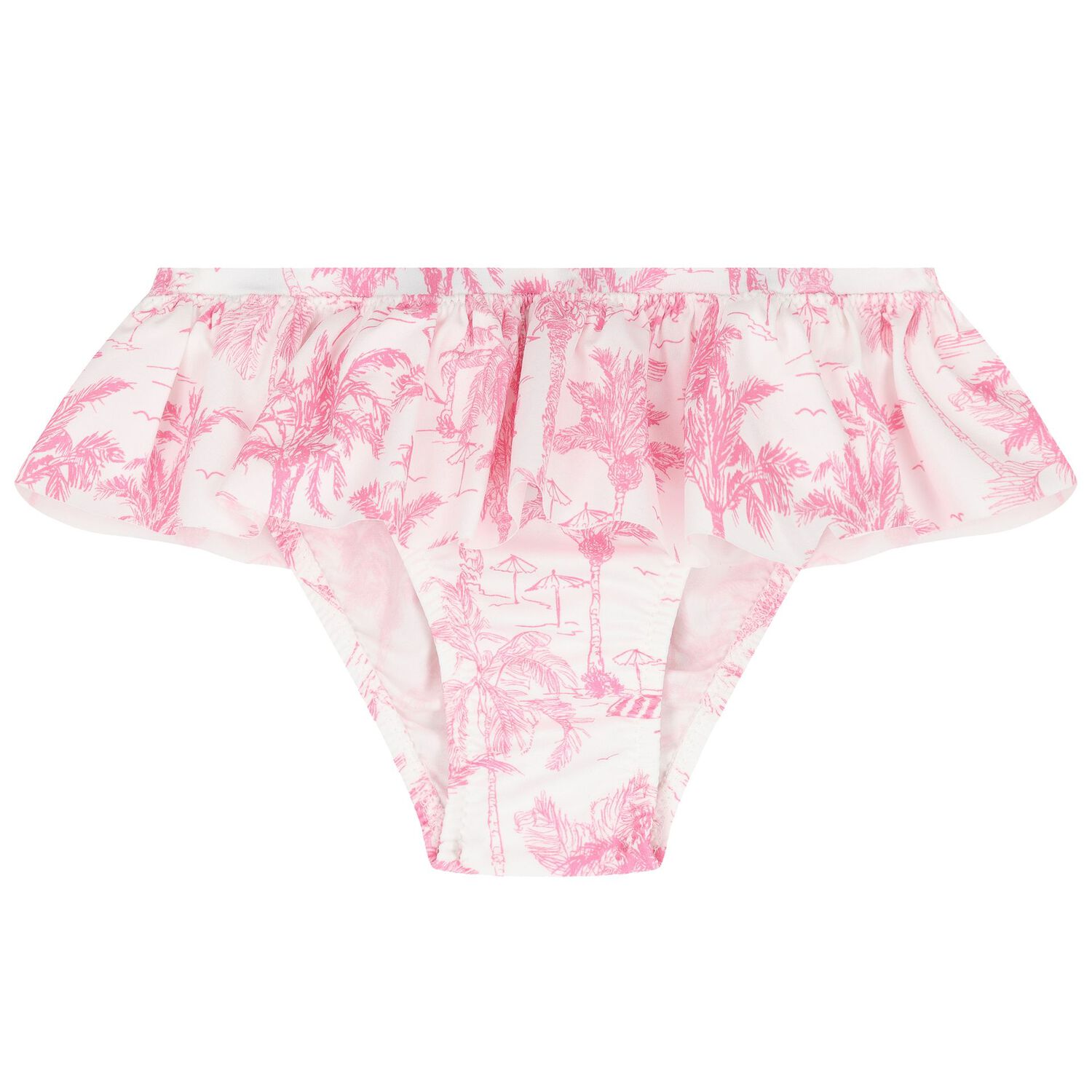 Girls White & Pink Palm Tree Bikini, 1, hi-res image number null