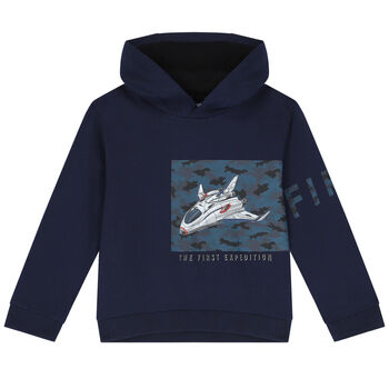Boys Navy Glow In The Dark Hooded Top