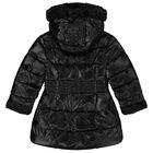 Girls Black Puffer Coat, 2, hi-res