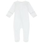 Baby White Teddy Embroidered Babygrow, 1, hi-res