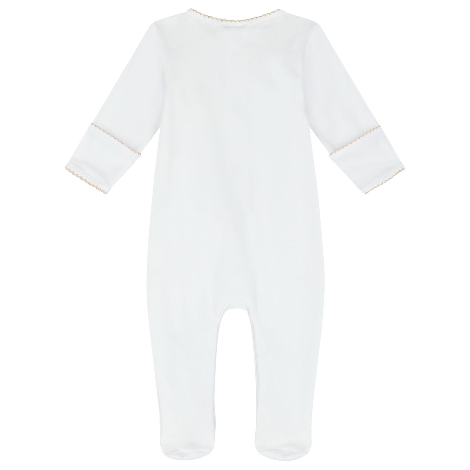 Baby White Teddy Embroidered Babygrow, 1, hi-res
