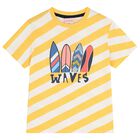 Boys White & Yellow Striped T-Shirt, 1, hi-res