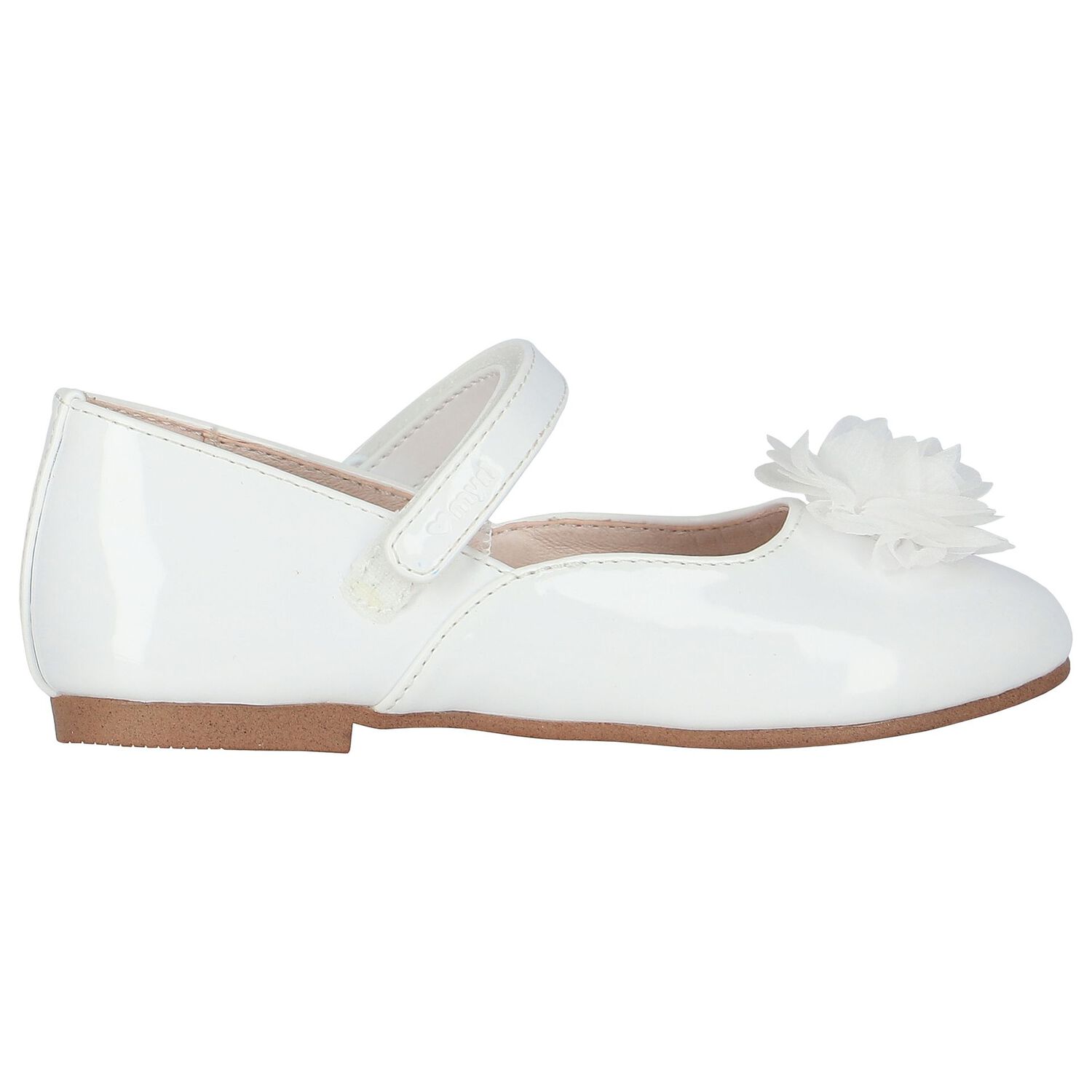 Girls White Flower Shoes, 1, hi-res