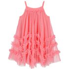 Girls Coral Tulle Dress, 1, hi-res