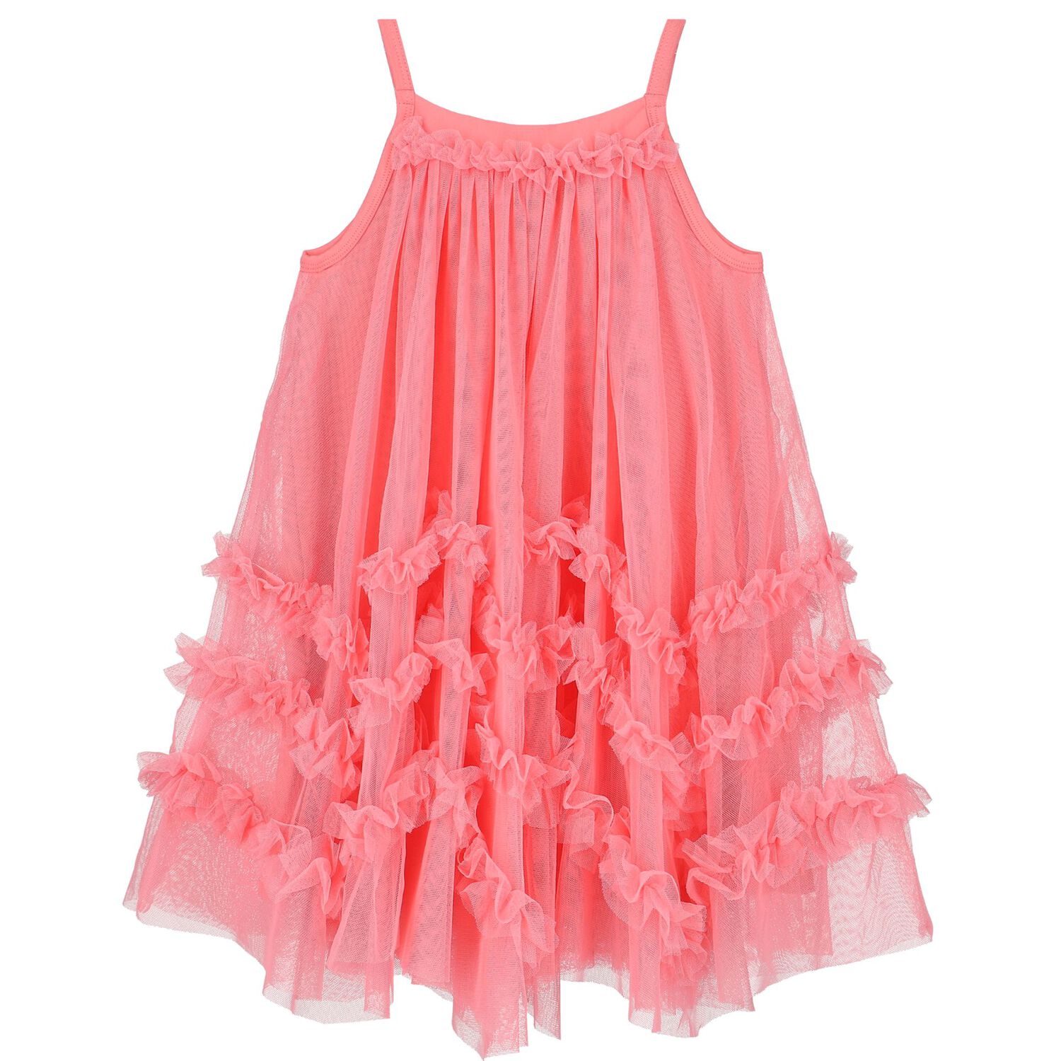 Girls Coral Tulle Dress, 1, hi-res