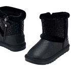 Girls Black Faux Leather Boots, 1, hi-res