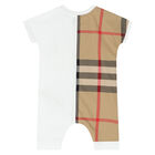Baby Boys White & Beige Logo Romper, 1, hi-res