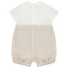 Baby Boys White & Beige Romper, 2, hi-res