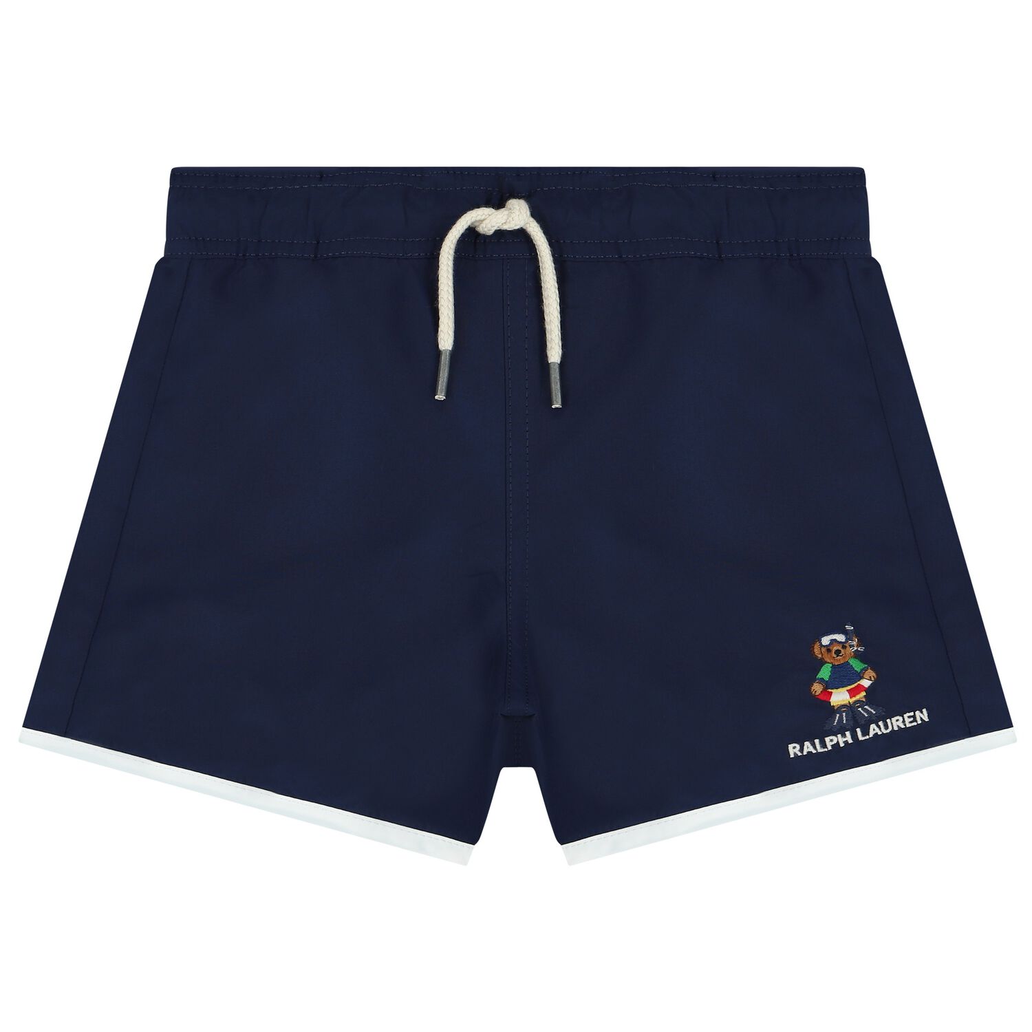 Boys Navy Blue Polo Bear Swim Shorts, 1, hi-res