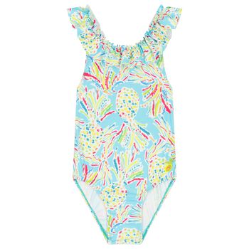 Girls Aqua Pineapple Swimsuit