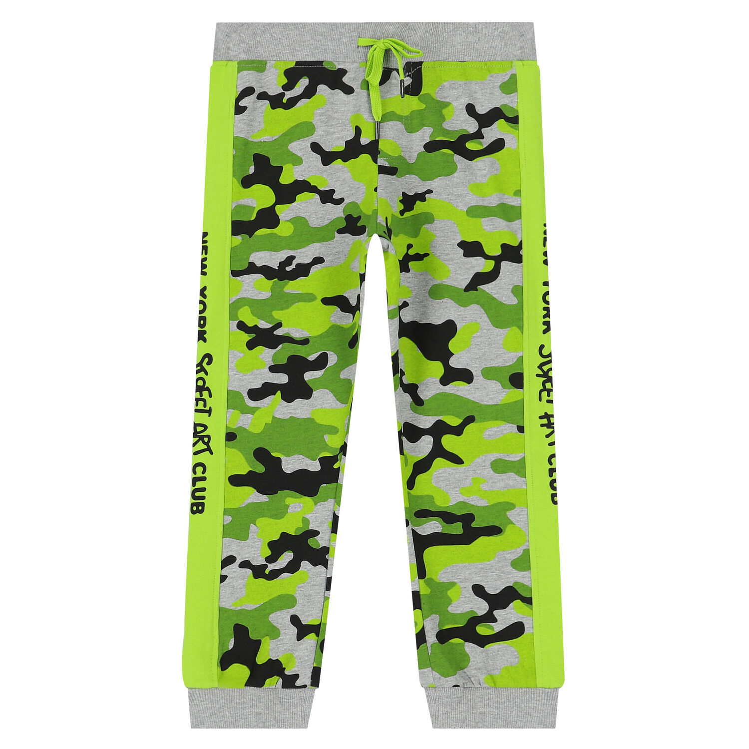Boys Grey & Green Camouflaged Joggers, 1, hi-res