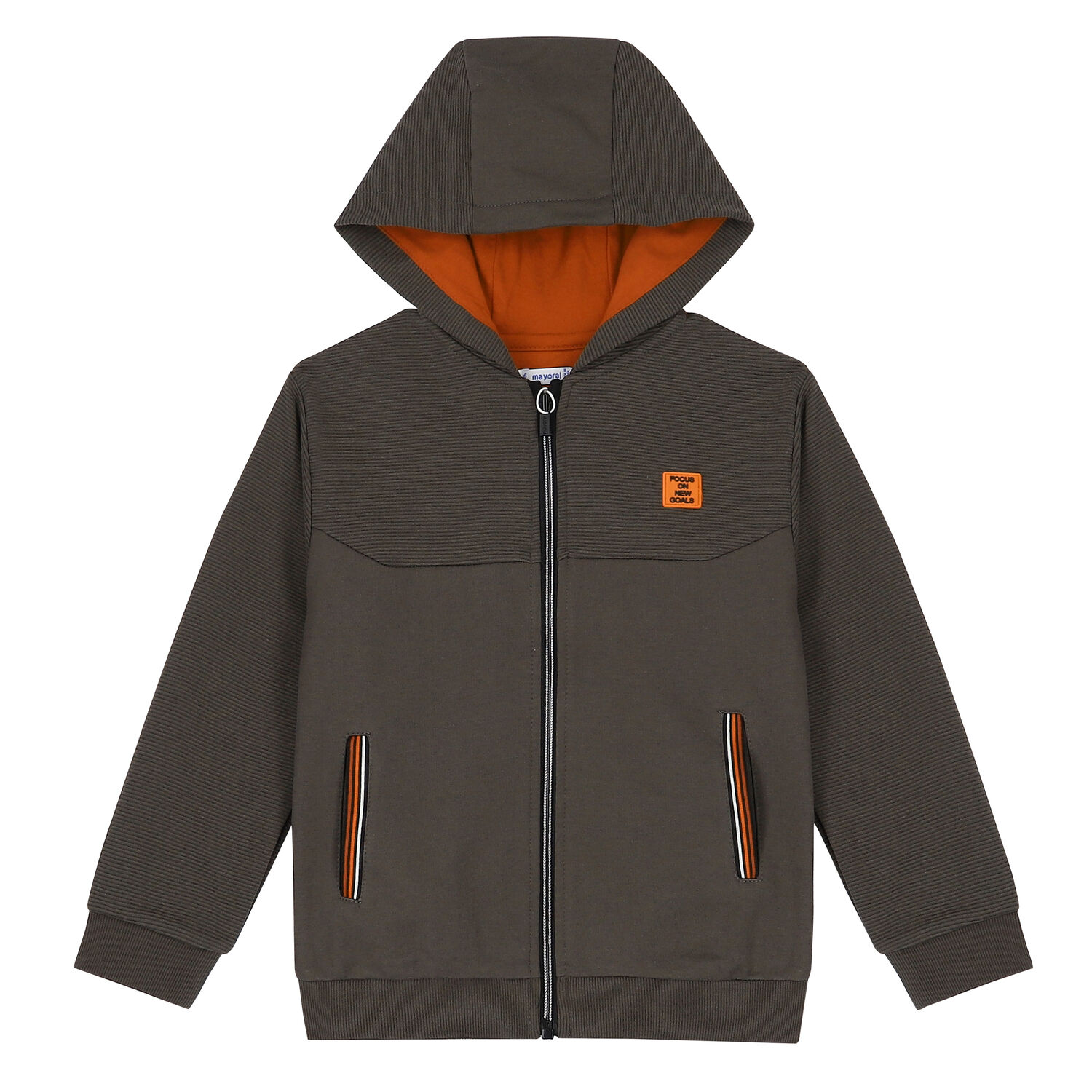 Boys Khaki & Orange 3-Piece Tracksuit, 2, hi-res