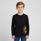 Boys Black Logo Long Sleeve Top, 1, hi-res