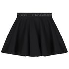 Girls Black Logo Skirt, 1, hi-res