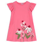 Girls Pink Embroidered Flower Dress, 2, hi-res