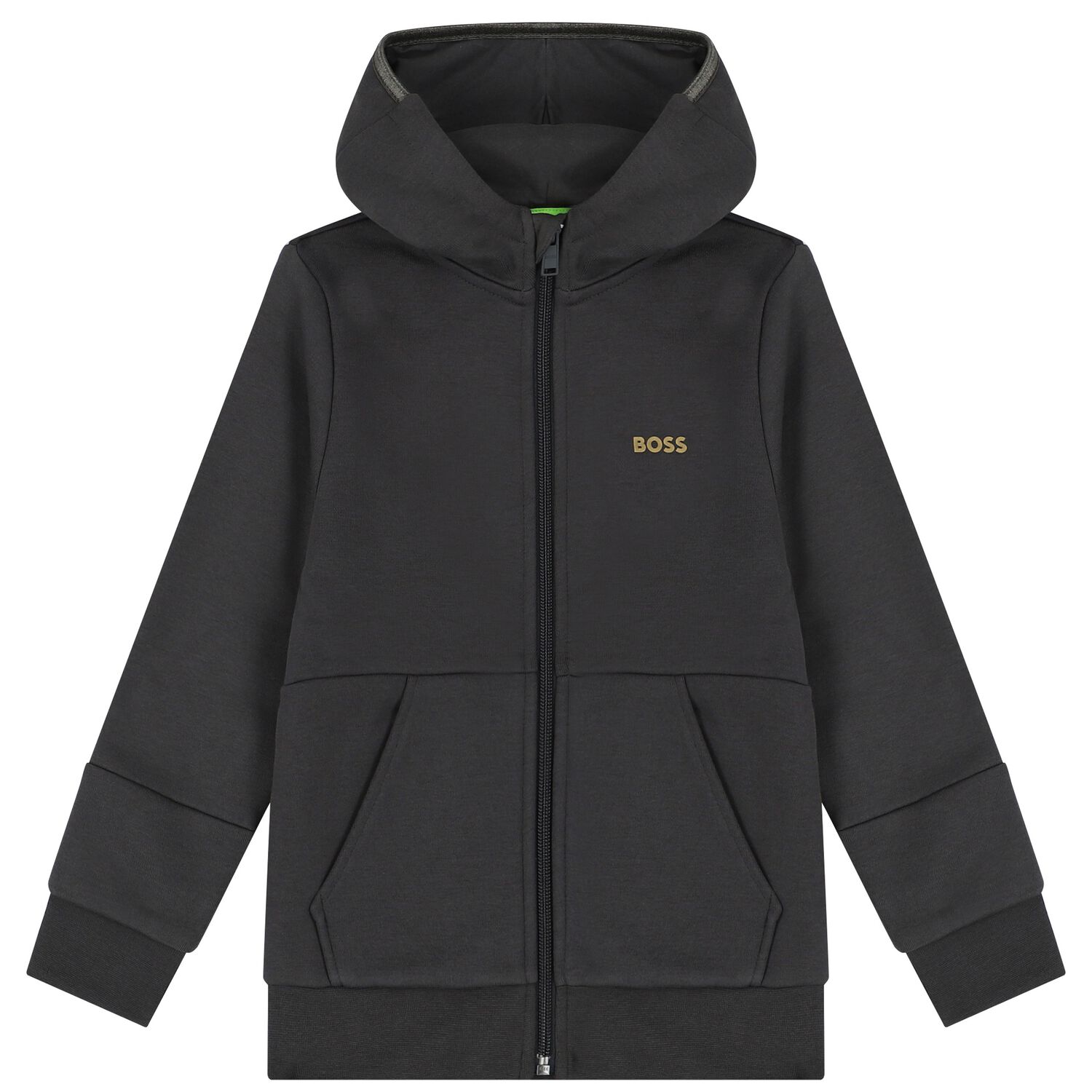 Boys Grey Logo Hooded Zip Up Top, 1, hi-res image number null