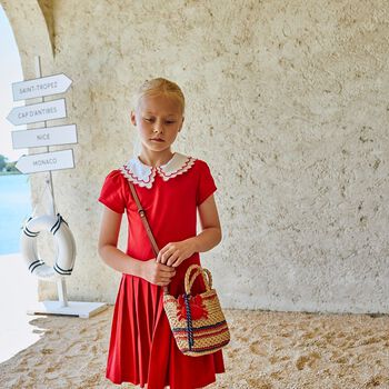 Girls Red Pleated Dress