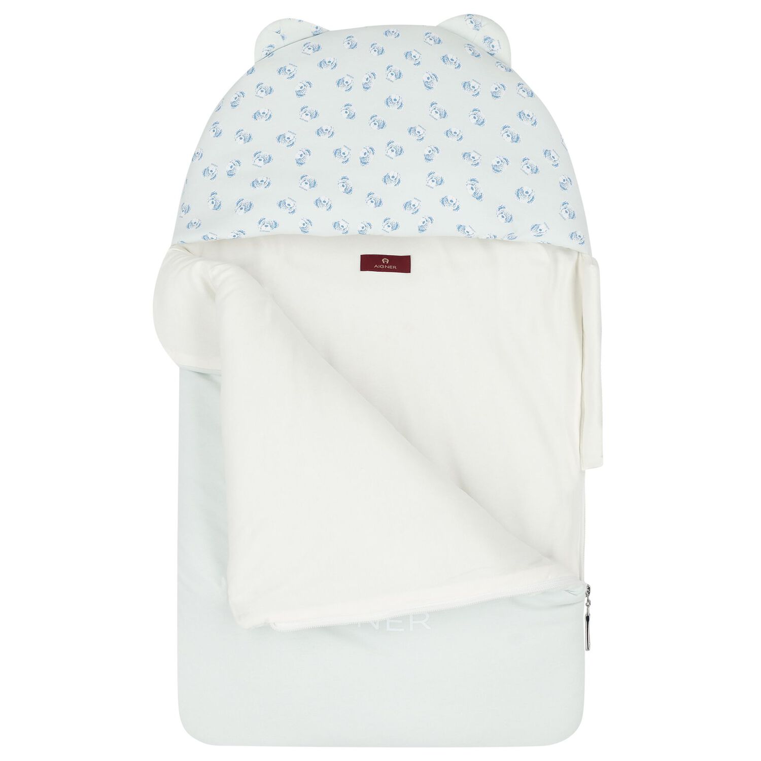 Baby Boys Blue & Ivory Teddy Bear Logo Baby Nest, 2, hi-res