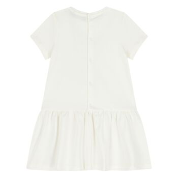 Younger Girls Ivory Necklace Logo Dress