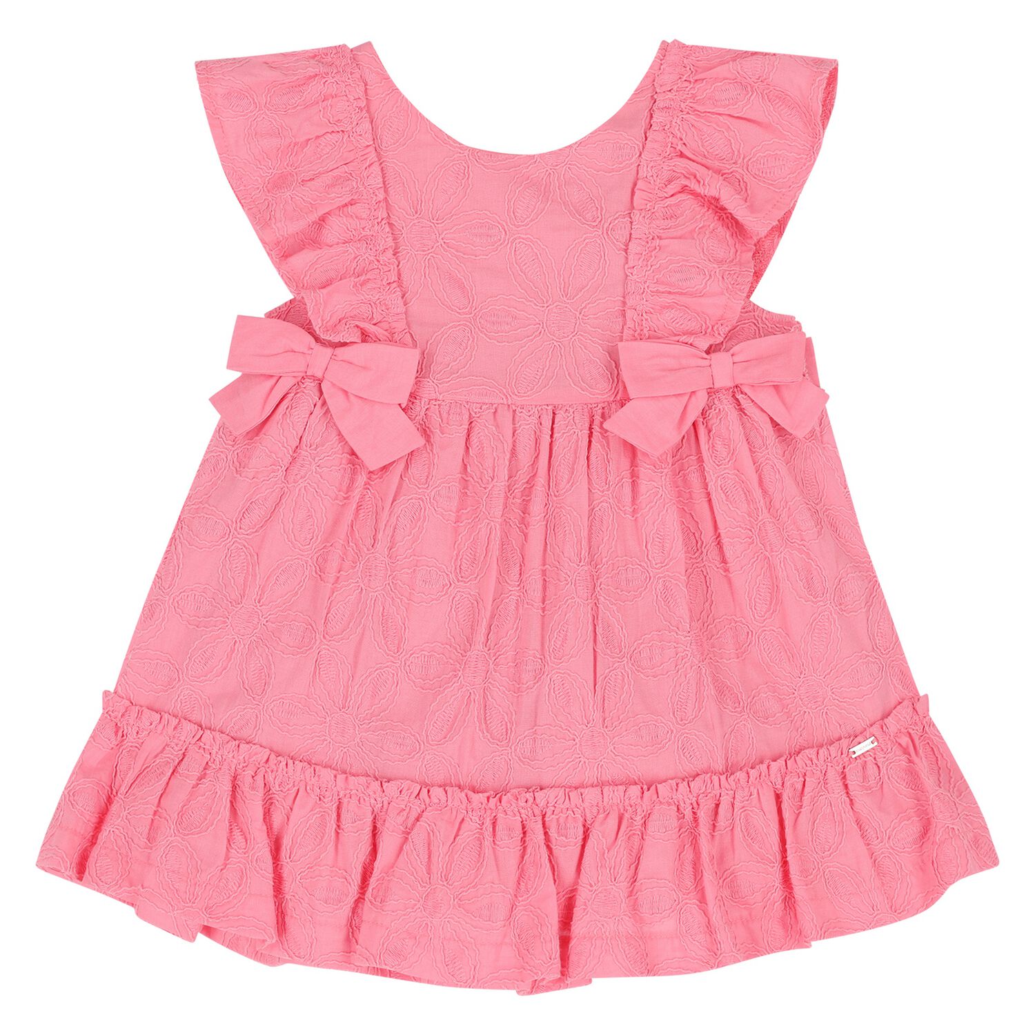 Younger Girls Pink Embroidered Dress, 2, hi-res