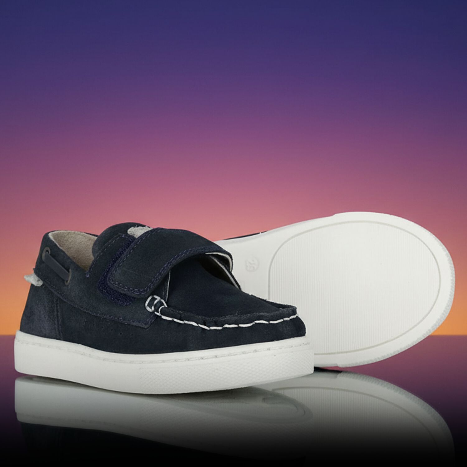 Younger Boys Navy Blue Suede Shoes, 1, hi-res