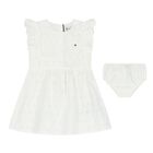 Baby Girls White  Broderie Anglaise Dress Set, 1, hi-res