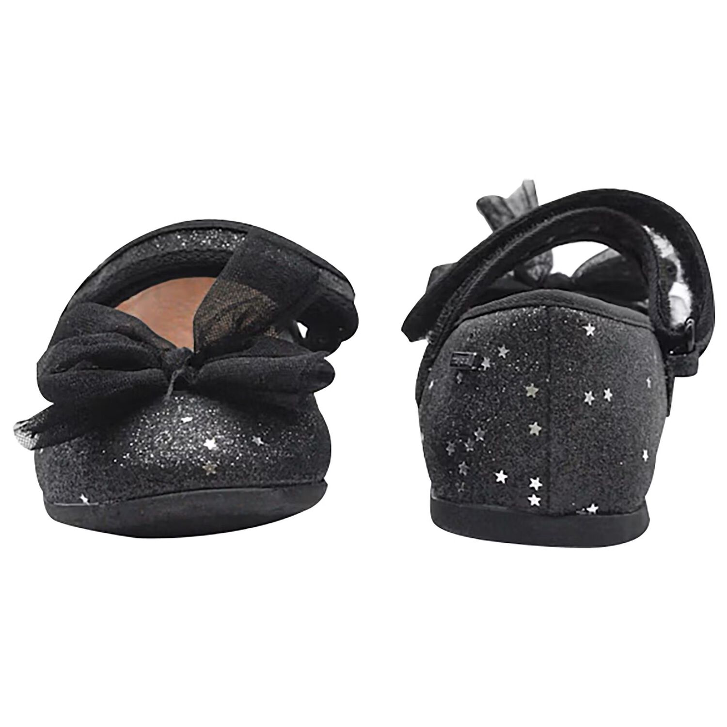 Girls Black Bow Glitter Shoes, 1, hi-res image number null