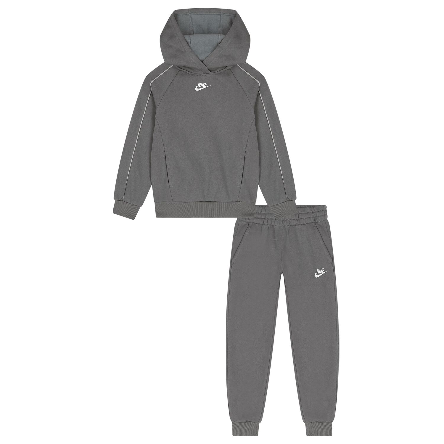 Boys Beige Swoosh Logo Tracksuit, 3, hi-res