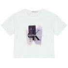 Girls White Logo T-Shirt, 1, hi-res