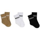 Baby Boys Multi-Coloured Logo Socks ( 3-Pack ), 1, hi-res