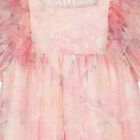 Girls Pink Floral Ruffled Tulle Dress, 1, hi-res