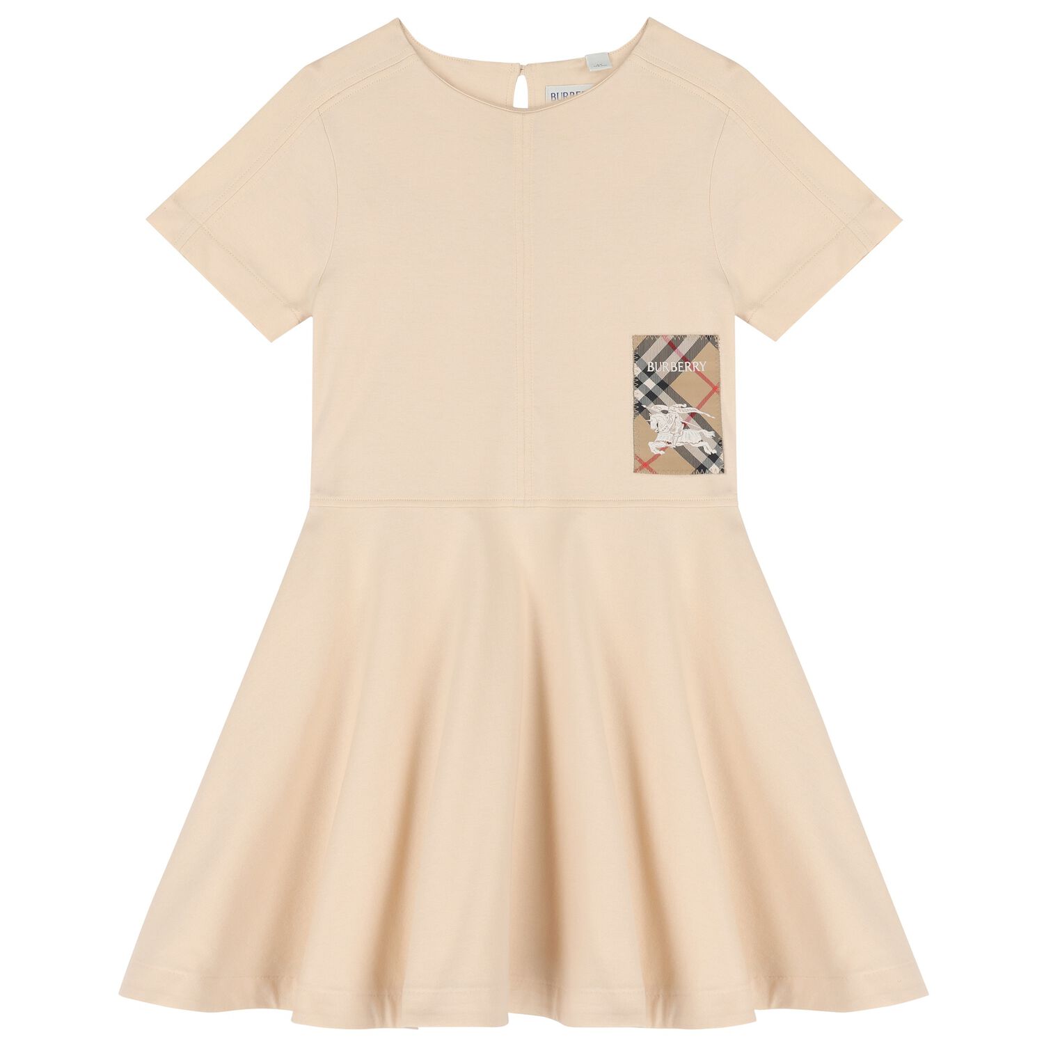 Girls Beige Logo Dress, 1, hi-res