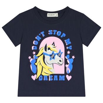 Girls Navy Blue Pony T-Shirt